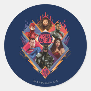 Justice League Diamond Hatch Group Badge Classic Round Sticker