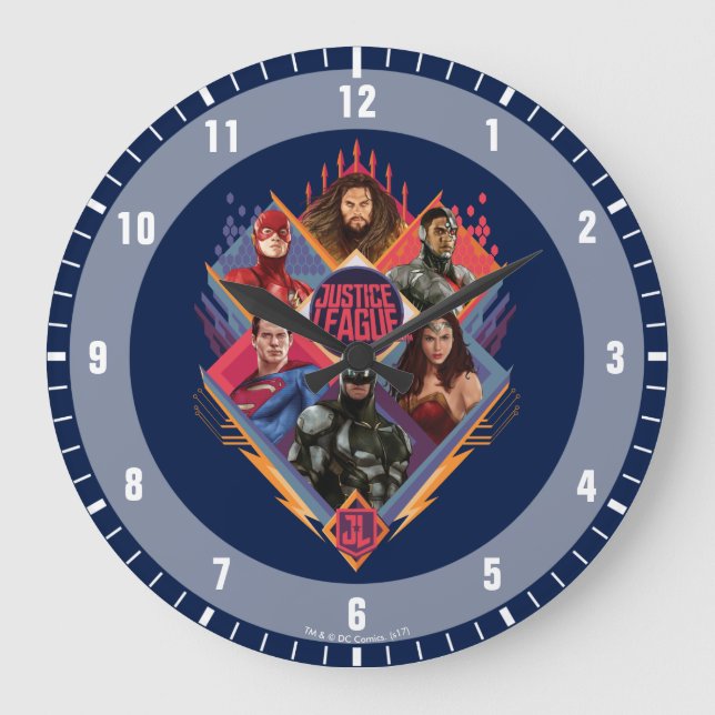 Justice League | Diamond Hatch Group Badge Large Clock (Front)