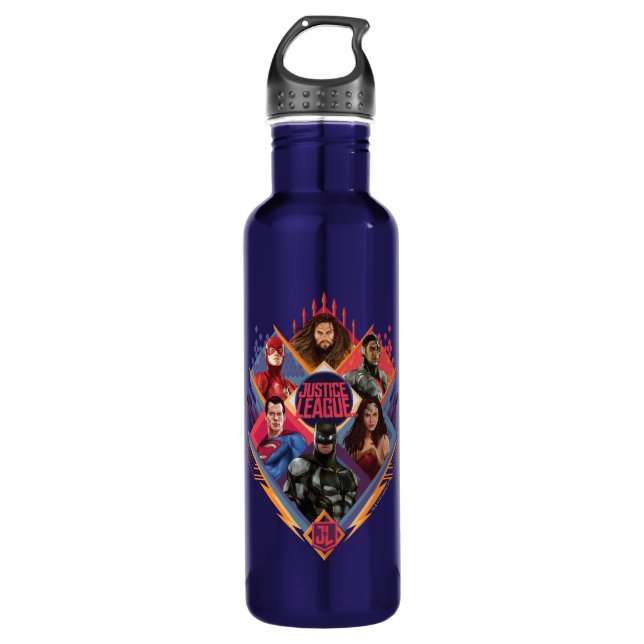 Justice League | Diamond Hatch Group Badge Stainless Steel Water Bottle (Front)