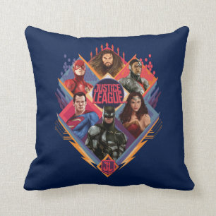 Justice League Diamond Hatch Group Badge Throw Pillow