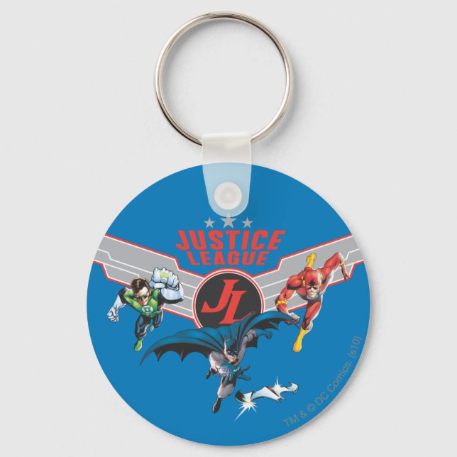 Justice League Flying Air Badge and Heroes Keychain (Front)