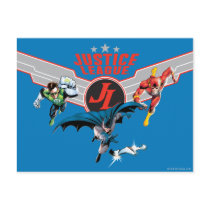 Justice League Flying Air Badge and Heroes Postcard