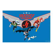 Justice League Flying Air Badge and Heroes Poster