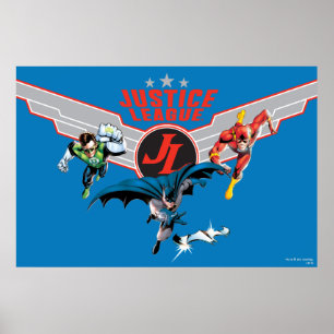 Justice League Flying Air Badge and Heroes Poster