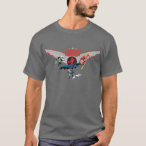 Justice League Flying Air Badge and Heroes T-Shirt