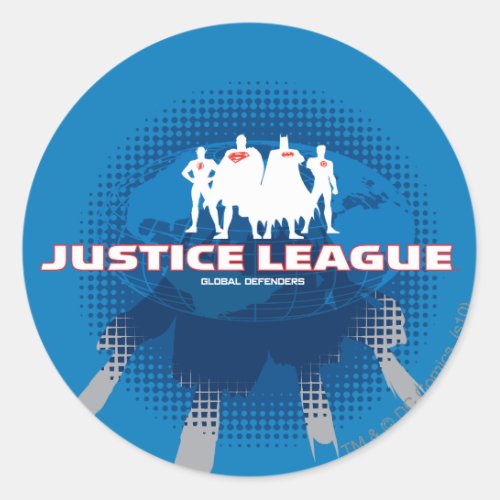 Justice League Global Defenders Classic Round Sticker