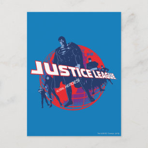 Justice League Global Heroes and Globe Postcard