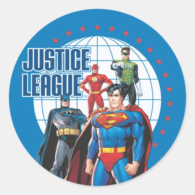 Justice League Global Heroes Classic Round Sticker (Front)