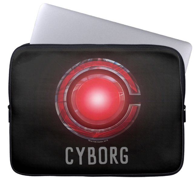 Justice League | Glowing Cyborg Symbol Laptop Sleeve (Front)
