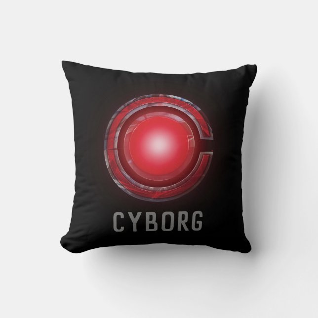 Justice League | Glowing Cyborg Symbol Throw Pillow (Front)