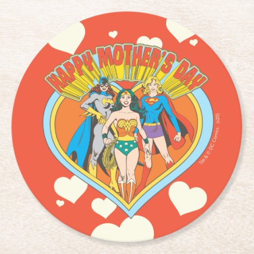 Justice League  Happy Mothers Day Round Paper Coaster