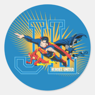 Justice League Heroes United Classic Round Sticker