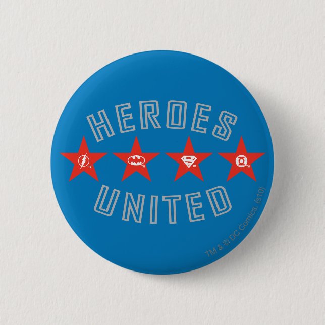 Justice League Heroes Untied Logos Button (Front)