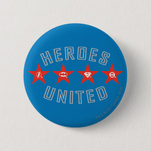 Justice League Heroes Untied Logos Button