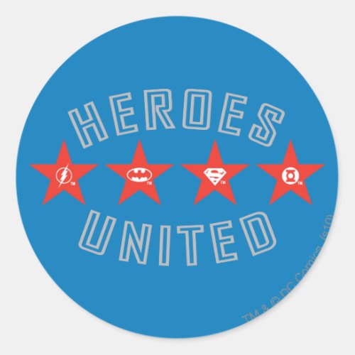 Justice League Heroes Untied Logos Classic Round Sticker