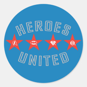 Justice League Heroes Untied Logos Classic Round Sticker