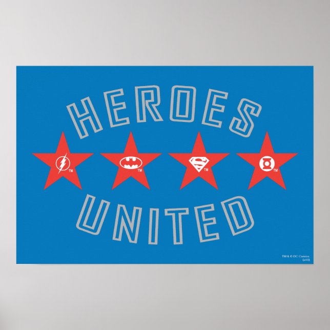 Justice League Heroes Untied Logos Poster (Front)
