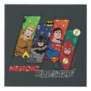 Justice League "Heroic Holidays!" Faux Canvas Print