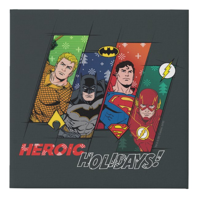 Justice League "Heroic Holidays!" Faux Canvas Print (Front)