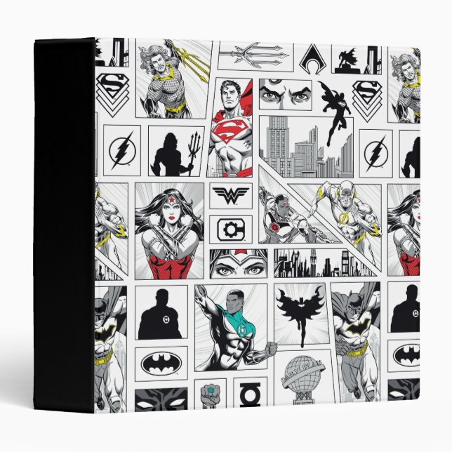 Justice League Heroic Panel Pattern 3 Ring Binder (Front/Spine)