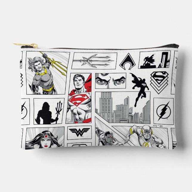 Justice League Heroic Panel Pattern Accessory Pouch (Front)