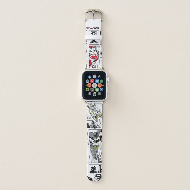 Justice League Heroic Panel Pattern Apple Watch Band (Front)