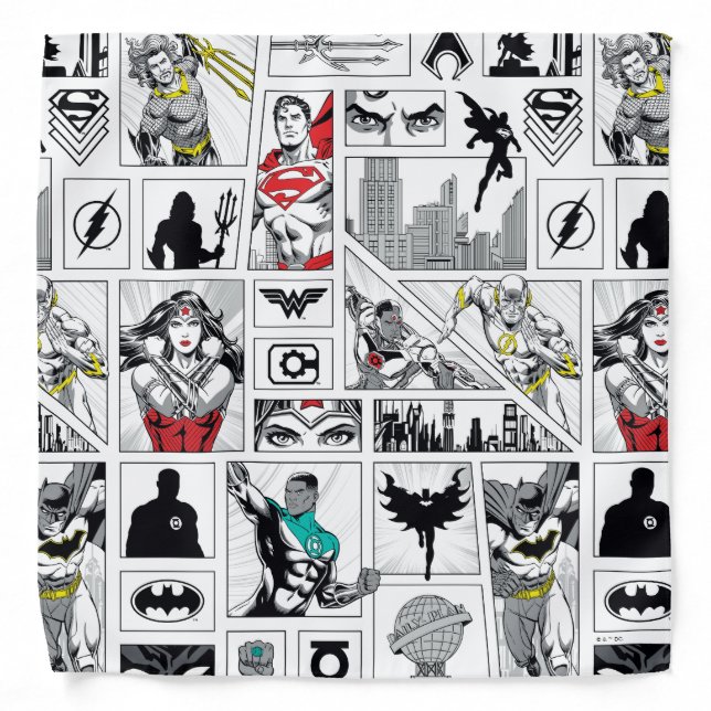 Justice League Heroic Panel Pattern Bandana (Front)