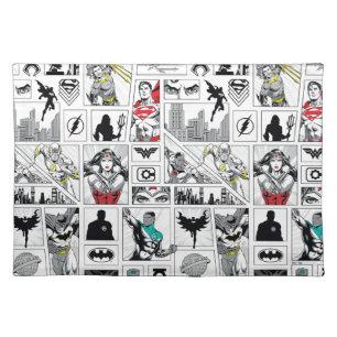 Justice League Heroic Panel Pattern Cloth Placemat
