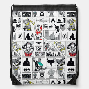 Justice League Heroic Panel Pattern Drawstring Bag