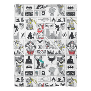 Justice League Heroic Panel Pattern Duvet Cover