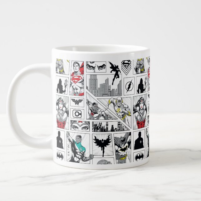 Justice League Heroic Panel Pattern Giant Coffee Mug (Left)
