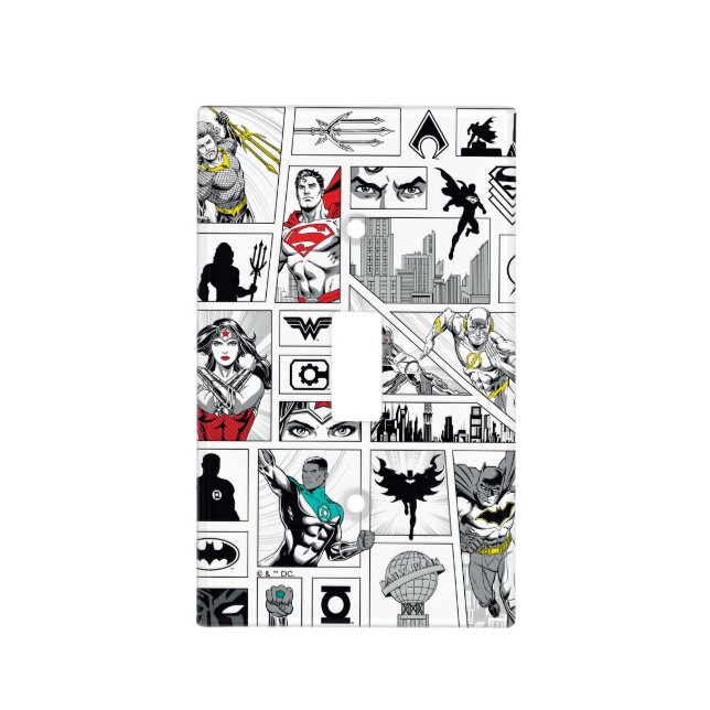 Justice League Heroic Panel Pattern Light Switch Cover (Front)