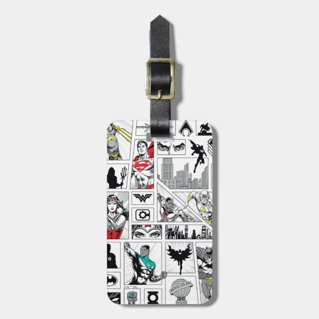 Justice League Heroic Panel Pattern Luggage Tag (Front Vertical)