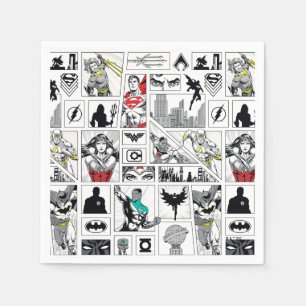 Justice League Heroic Panel Pattern Napkins