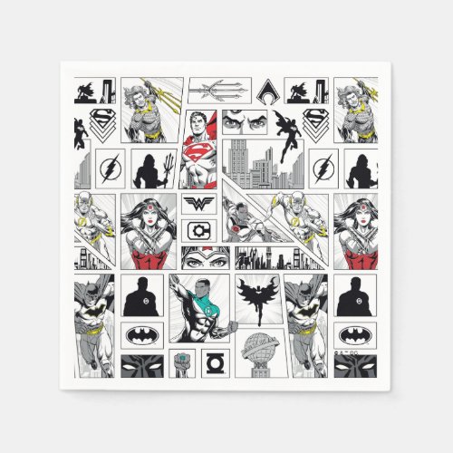 Justice League Heroic Panel Pattern Napkins