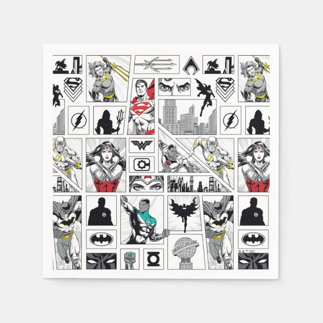 Justice League Heroic Panel Pattern Napkins (Front)