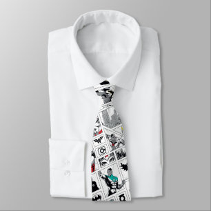 Justice League Heroic Panel Pattern Neck Tie