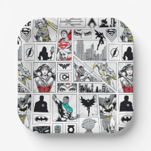 Justice League Heroic Panel Pattern Paper Plates