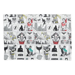 Justice League Heroic Panel Pattern Pillow Case