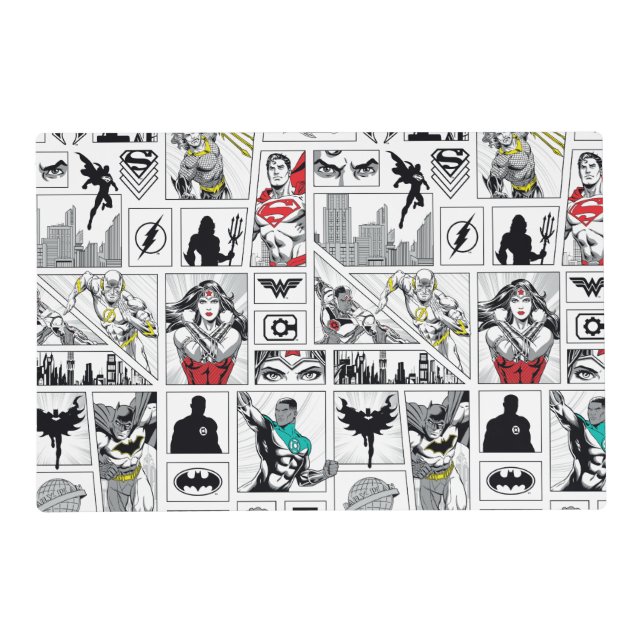 Justice League Heroic Panel Pattern Placemat (Front)