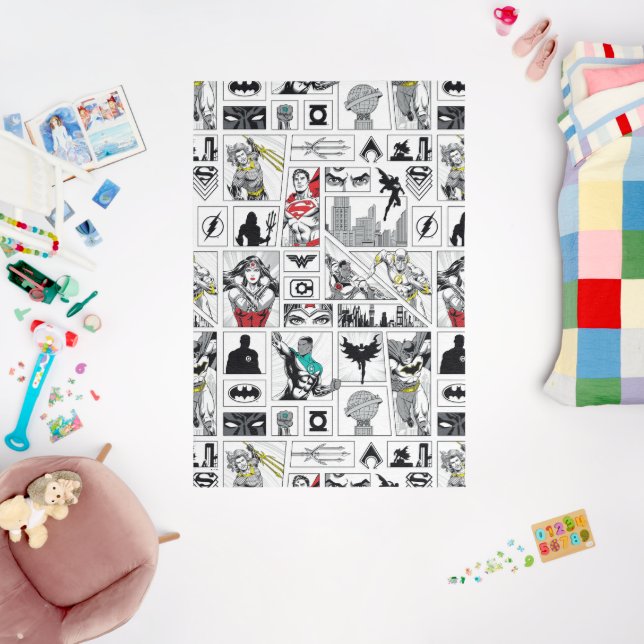 Justice League Heroic Panel Pattern Rug (Insitu (Babyroom))