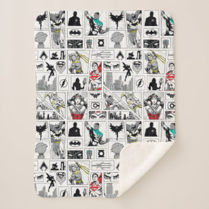 Justice League Heroic Panel Pattern Sherpa Blanket
