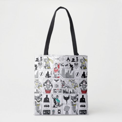 Justice League Heroic Panel Pattern Tote Bag