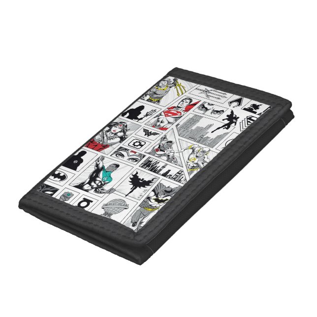 Justice League Heroic Panel Pattern Trifold Wallet (Bottom)