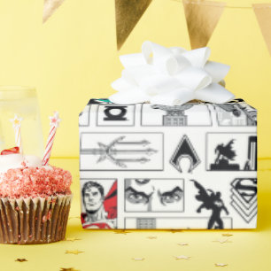 Justice League Heroic Panel Pattern Wrapping Paper