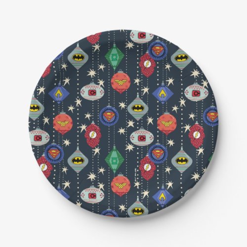 Justice League Holiday Bauble Pattern Paper Plates