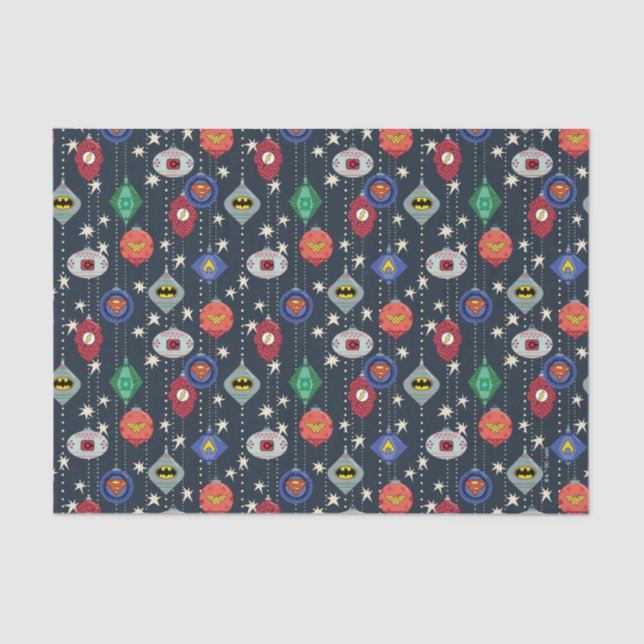 Justice League Holiday Bauble Pattern Tissue Paper (Front)