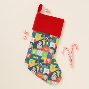 Justice League Holiday Collage Christmas Stocking