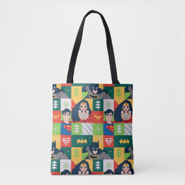 Justice League Holiday Collage Tote Bag (Front)