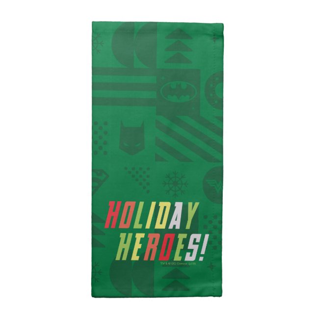 Justice League Holiday Heroes Graphic Cloth Napkin (Half Fold)